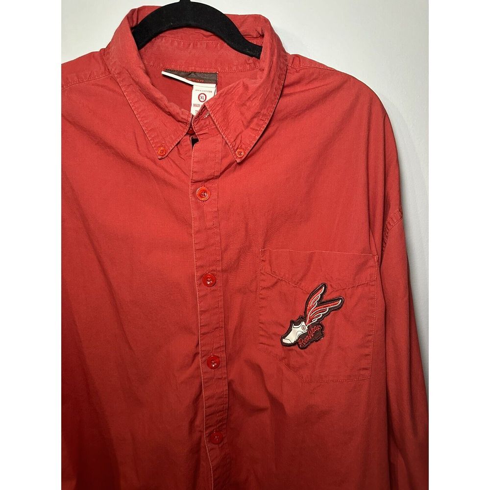 Vintage Rocawear Button Down Shirt Men's‎ XL Red  Long Sleeve Embroidered Pocket